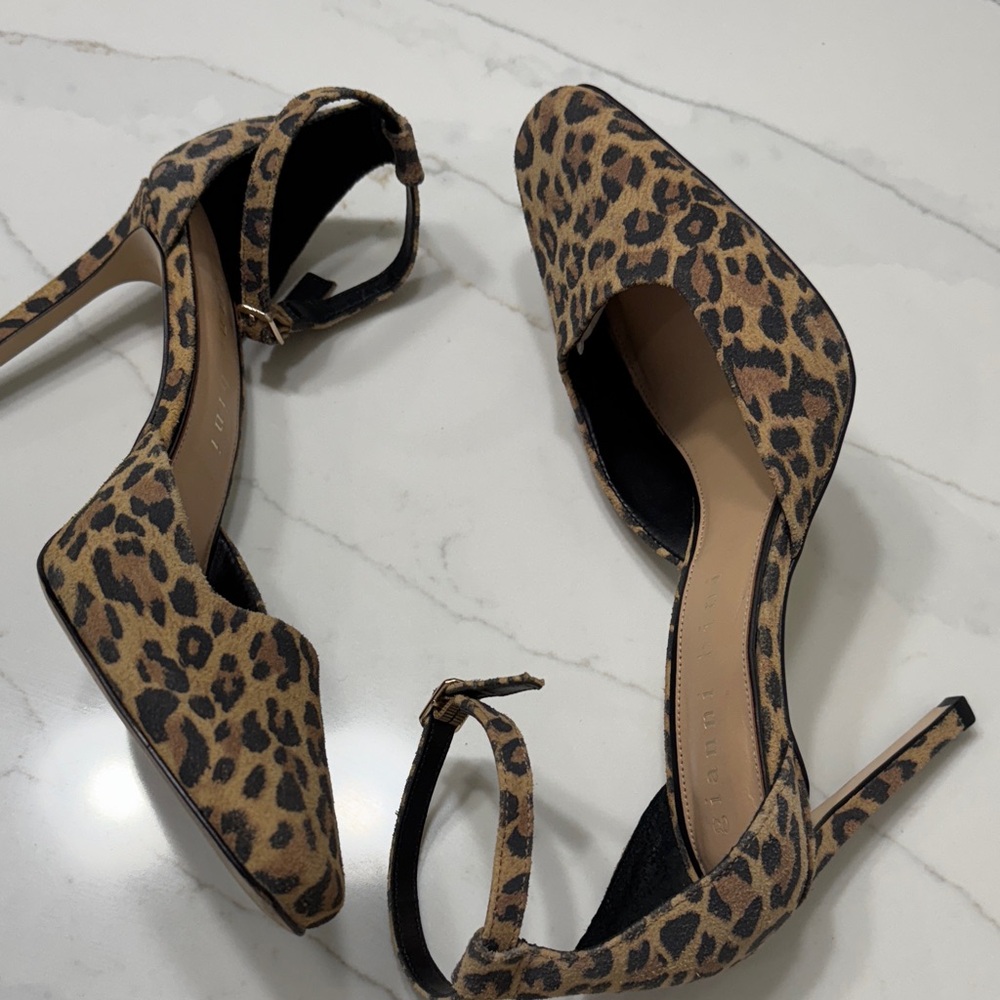 Gianni Bini Leopard Suede Ankle Strap Pumps Heels 9.5 - Picture 10 of 13